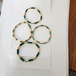 4 Stretch Malachite Beaded Bracelets
